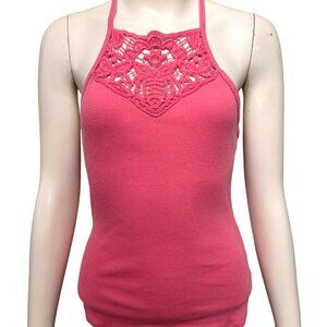Aeropostale Lace  Salmon Pink Cotton Polyester Blend Ribbed Camisole Size Medium